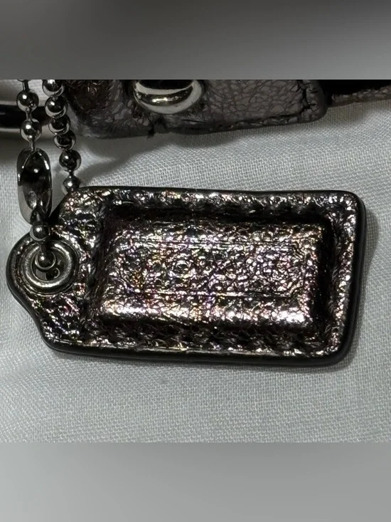 Coach Black Poppy Print Shoulder Bag or Wristlet with Metallic Trim - Picture 14 of 16